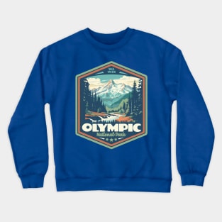 Olympic National Park Vintage WPA Style Outdoor Badge Crewneck Sweatshirt